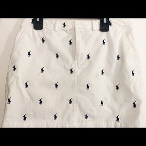 Ralph Lauren Polo Sport White Skirt Navy Ponies